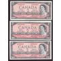 5x 1954 Canada $2 Banknotes Lawson Bouey VG prefix  all 5-notes EF