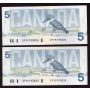 4x 1986 Canada $5 notes Theissen Crow consec EPY9793824-27 GEM UNC EPQ