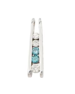14K White Gold Diamond Pendant – 6.17g – 1.20ctw – Mixed White & Blue Diamonds