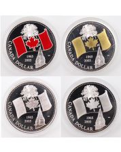 4x 2005 Canada $1 Silver Dollar Coins - Enameled, Guilded, Proof, and BU Dollars 