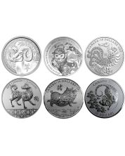 2015 to 2020 Canada $10 .9999 fine Silver Year of the Sheep Monkey Rooster Dog Pig Rat
