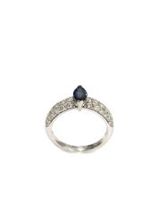 18 Karat White Gold .60 Carat Blue Sapphire and Diamond Ring Type II VS 
