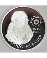 2008 St Helena Ascension £5 coin .925 RAF SIR DOUGLAS BADER 