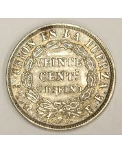 1876 Bolivia 20 Pesos silver coin KM159.1 EF