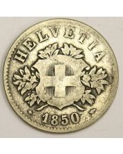 Switzerland 20 Rappen nickel coin 1850BB VG