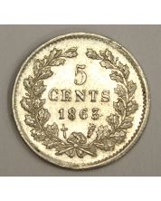 1863 Netherlands 5 Cents silver coin EF40