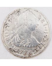 1778 Bolivia 2 Reales silver coin Potosi PR KM#53 circulated