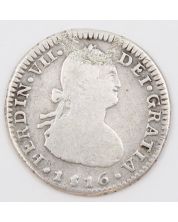 1816 Chile 1 Real silver coin Santiago-FJ KM-64 circulated 