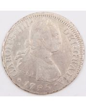 1795 Chile 2 Reales silver coin DA Santiago KM#59 a/EF