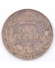 1902 Great Britain silver Six pence EF/AU