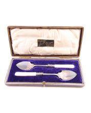 Victorian Jam Spoons Mother of Pearl  Kerr & Phillips Glasgow original box