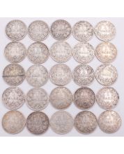 25 x Germany 1875 to 1901 One Mark silver coins 