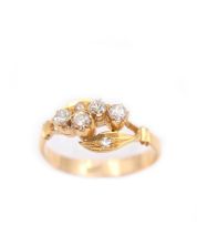 18K gold vintage Asian diamond ring  