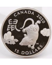 2020 Vision Year of the Rat $15 One ounce Pure Silver Canada Coin Choice Proof