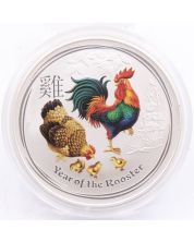 2017 Australia Year of the Rooster 1oz .999 Fine silver Colorized Silver coin 