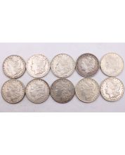 10X Morgan silver dollars 1884 84o 89 96 97 97s 98 99o 1900 1901o EF or better