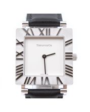 Tiffany & Co ATLAS 925 Silver New Square 27mm Swiss Made Watch