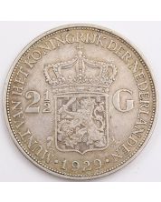 1929 Netherlands 2 1/2 Gulden silver coin VF