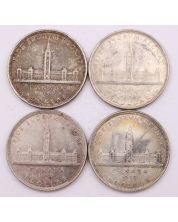 4x 1939 Canada silver dollars 4-coins F-VF