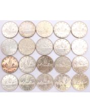 20x Canada 1957 silver dollar 17xFWL 3x1WL 20-coins EF to AU