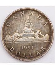 1951 Canada short waterlines silver dollar AU