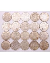 20x George VI 50c 1937 3x1940 9x1941 4x1942 3x1943 20-coins VF to EF+