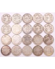 20x 1947 straight 7 Canada 50 cents 20-coins VG or better