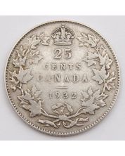 1932 Canada 25 cents F