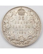 1934 Canada 25 cents EF+