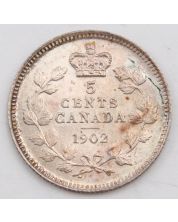 1902 Canada 5 cents silver coin Choice UNC