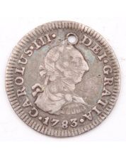 1783 Mo FF Mexico 1/2 Real silver coin VF details small hole