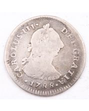 1788 IJ Peru 1 real silver coin VG/F bent