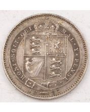 1887 Great Britain Shilling Victoria Jubilee Head Shield in Garter nice EF