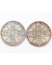 1921 and 1922 Great Britain Florins silver coins circulated