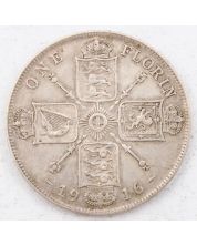 1916 Great Britain Florin sterling silver coin nice VF+