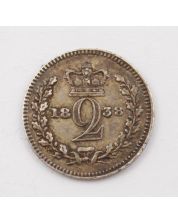 1838 Great Britain 2 pence silver a/EF