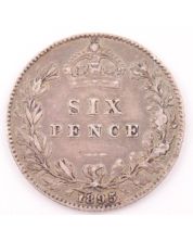 1895 Great Britain 6 pence silver coin nice VF+