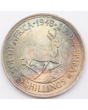 1948 South Africa 5 Shillings Springbok large silver coin toned Uncirculated