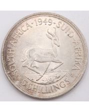 1949 South Africa 5 Shillings Springbok large silver coin toned AU/UNC