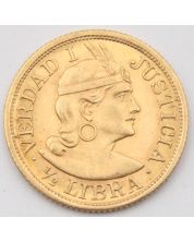 1908 Peru 1/2 Libra gold coin Choice Uncirculated