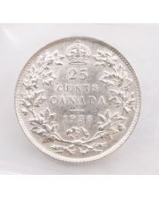 1936 Canada 25 cents ICCS AU-50