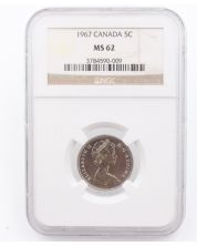 1967 Canada 5 cent NGC MS62 Canadian Centennial 