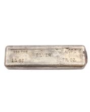 15.63 Oz NCRC .999 Fine Silver Poured Bar Vintage Bullion 