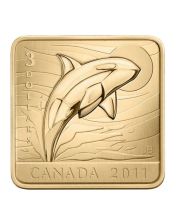 2011 Canada $3 Wildlife Conservation: Orca Whale - Sterling Silver Square Gold-Plated Coin