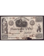 1842 $50 CITY OF NEW ORLEANS No 1 bond 