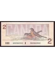 1986 Canada $2 banknote Error Misaligned first Prefix digit BBB3863043 a/EF