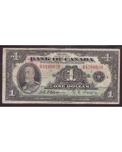 1935 Canada $1 banknote Osborne B4100820 FINE condition small red ink