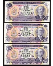 3x 1971 Canada $10 consecutive notes Lawson Bouey EEM3484981-83 CH UNC