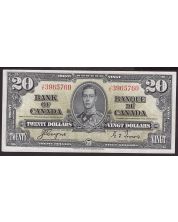 1937 Canada $20 banknote Coyne Towers J/E3965760 nice EF+