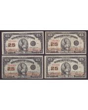 4x 1923 Canada 25 cent banknotes McCavour Saunders 4-notes all VF or better
